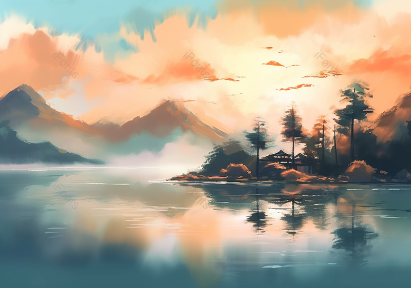 手绘中国风小清新水彩风格山水风景插画,插画/手绘图,插画/手绘图库,插画/手绘图下载,插画/手绘